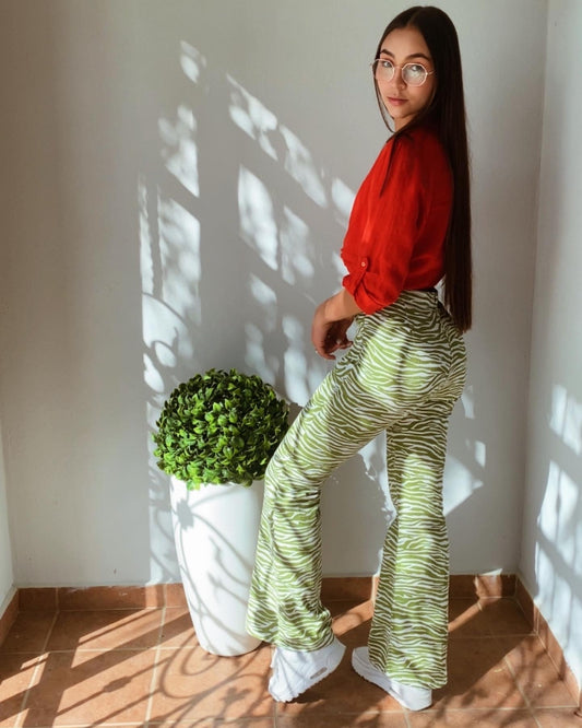 Green zebra pants