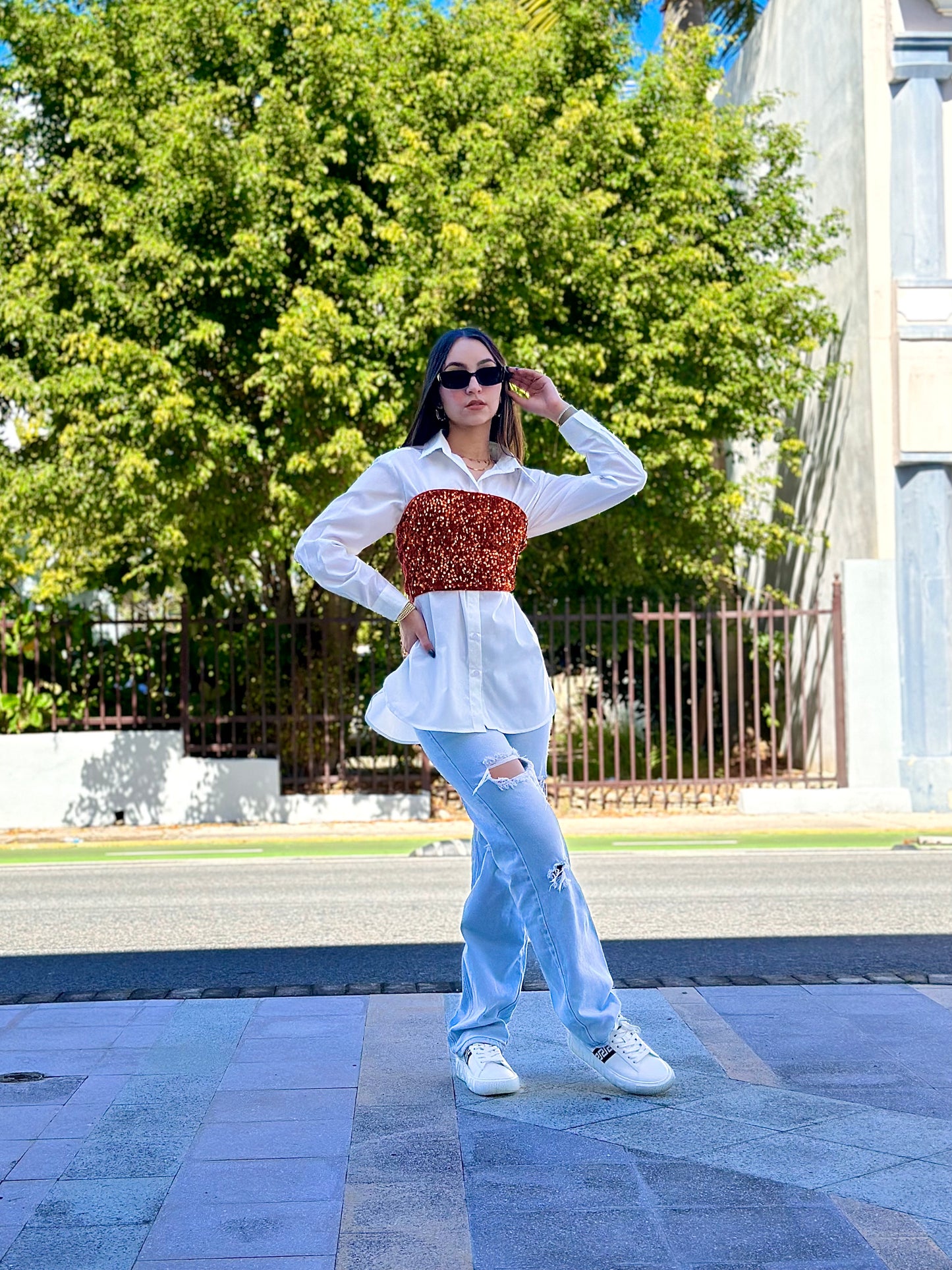 White oversized shirt