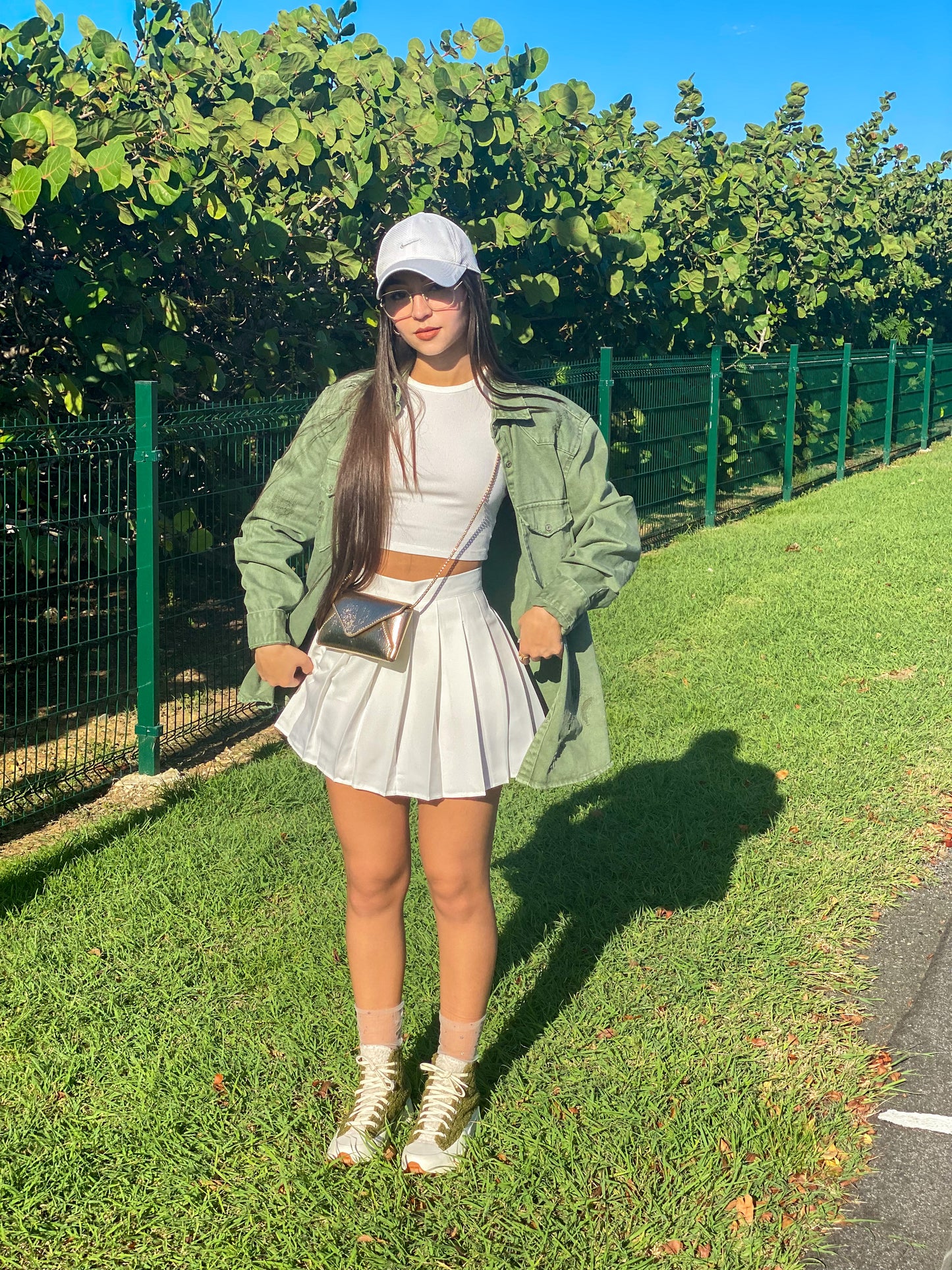 White pleated skirt