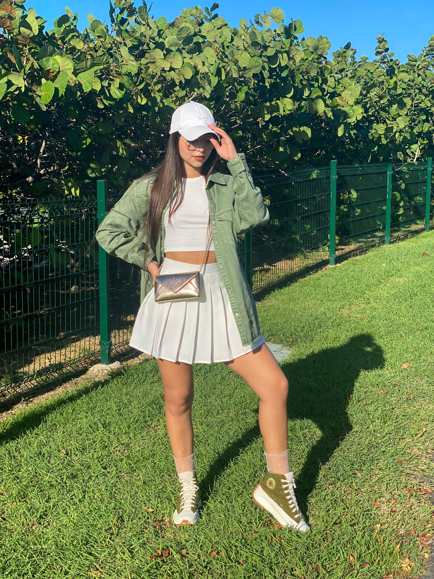 White pleated skirt