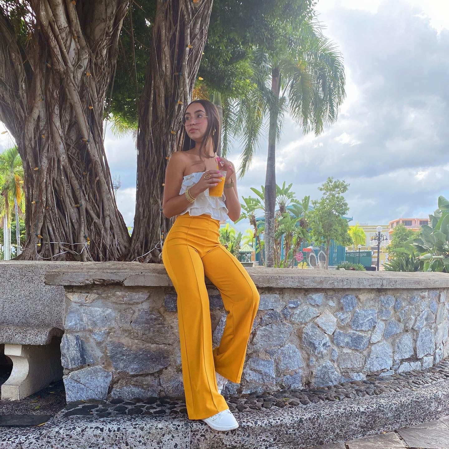 Mustard flare style pants